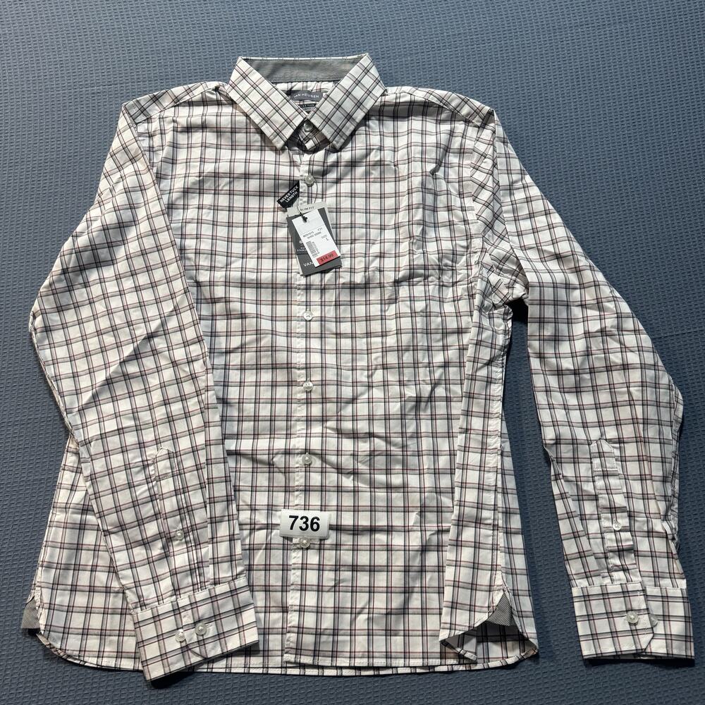Van Heusen Men's Regular Fit‎ Button Down Collar Dress Shirt Sz L Brand New